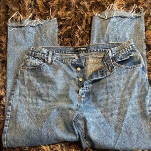 Fashion Nova Distressed Straight Leg Jeans - Blue